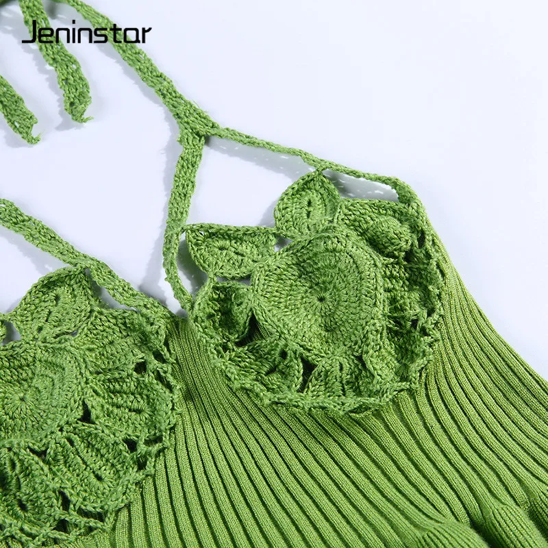 Jeninstar открытая повязка сексуальный женский короткий топ с открытой спиной ребристый летний топ на бретелях женский модный вязаный пляжный вечерние Топ женский