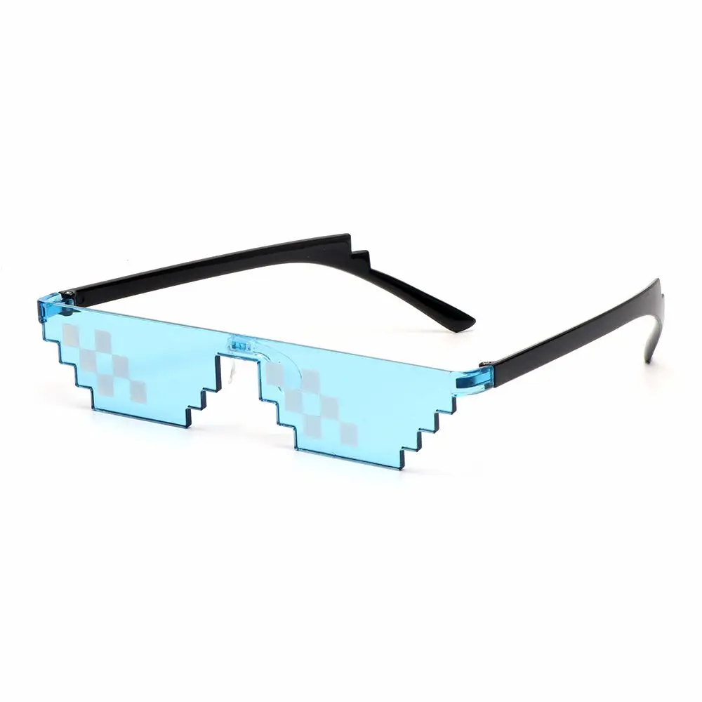 Trendy Cool Funny Pixel Mosaic Sunglasses Thug Life Sun Glasses Vintage Retro Gamer Robot Eyewear Birthday Party Cosplay Favors big black sunglasses