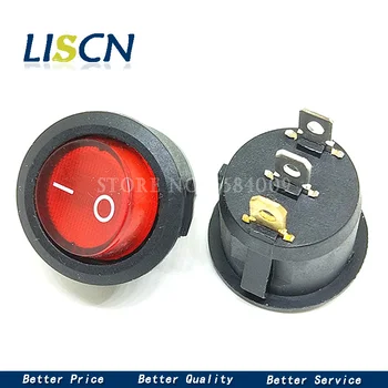 

5PCS KCD1-105 20MM round rocker switch 3 Pins 6A/250V 10A/125V AC Power Switch with led light SPST 3PIN On/Off button Red