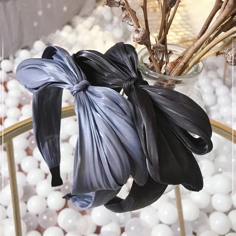 

Women's Hair Band 2020 New Boutique Hair Accessories Korean Version of the Fabric Pleated Large Bowknot Wide-brimmed Hair Band P