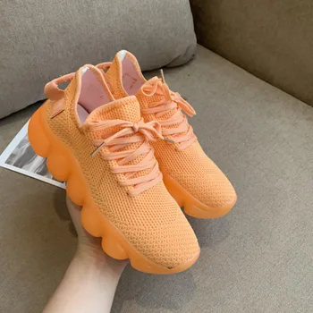 

Women Chunky Sneakers Platform Designers Casual Shoes Woman Mesh Breathable Lace Up Fashion Running Trainers Vulcanized Shoes