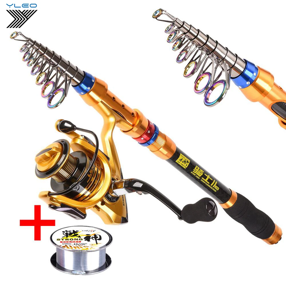 Prix Canne à pêche télescopique Portable Super dur YLEO Mini pôle de pêche en Fiber de carbone 1.8 3.6m cannes à pêche en or