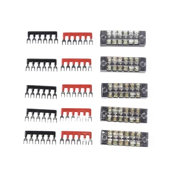 

6Position Auto Marine Power Distribution Bus Bar Terminal Block 15A 600V + Strip