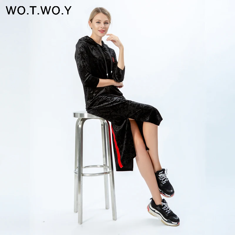 Женское платье с цветочной вышивкой WOTWOY Осеннее вельветовое макси лентами и
