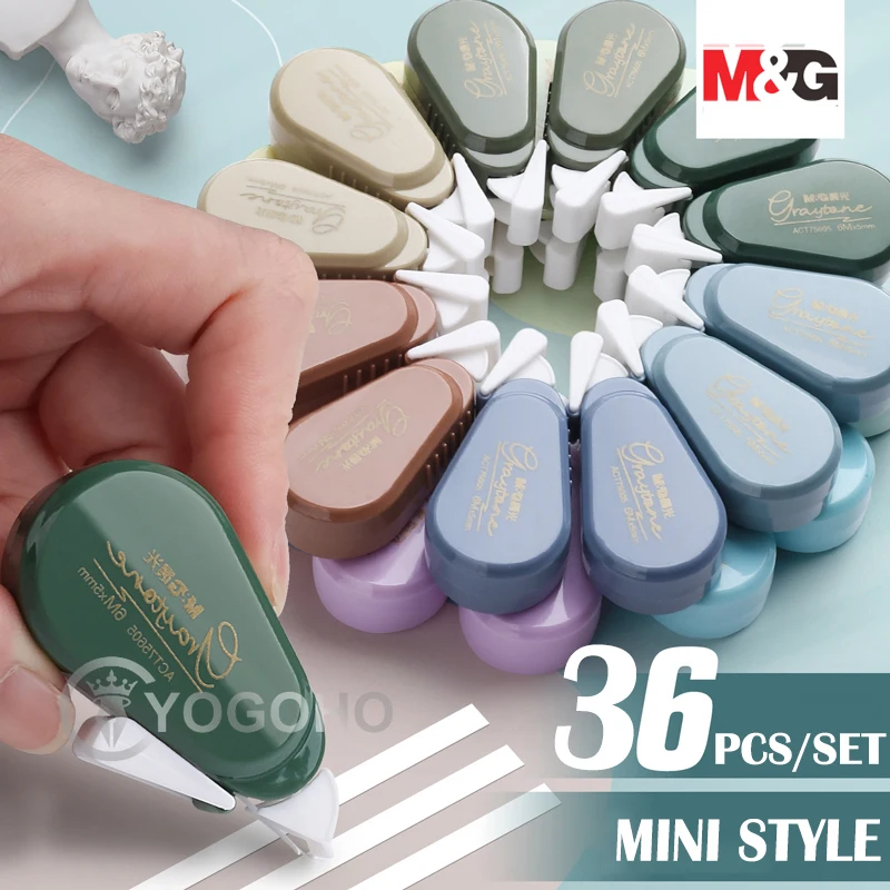 

M&G 36/12/6PCS Morandi Correction Tape 5mm*6m Retro Correction Tape Creative Portable White Out Corrector School Supplies