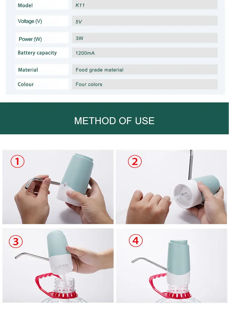 Water Bottle Pump Usb Charging Automatic Drinking Water Pump Portable Electric Water Dispenser Switch For Water Pumping Device