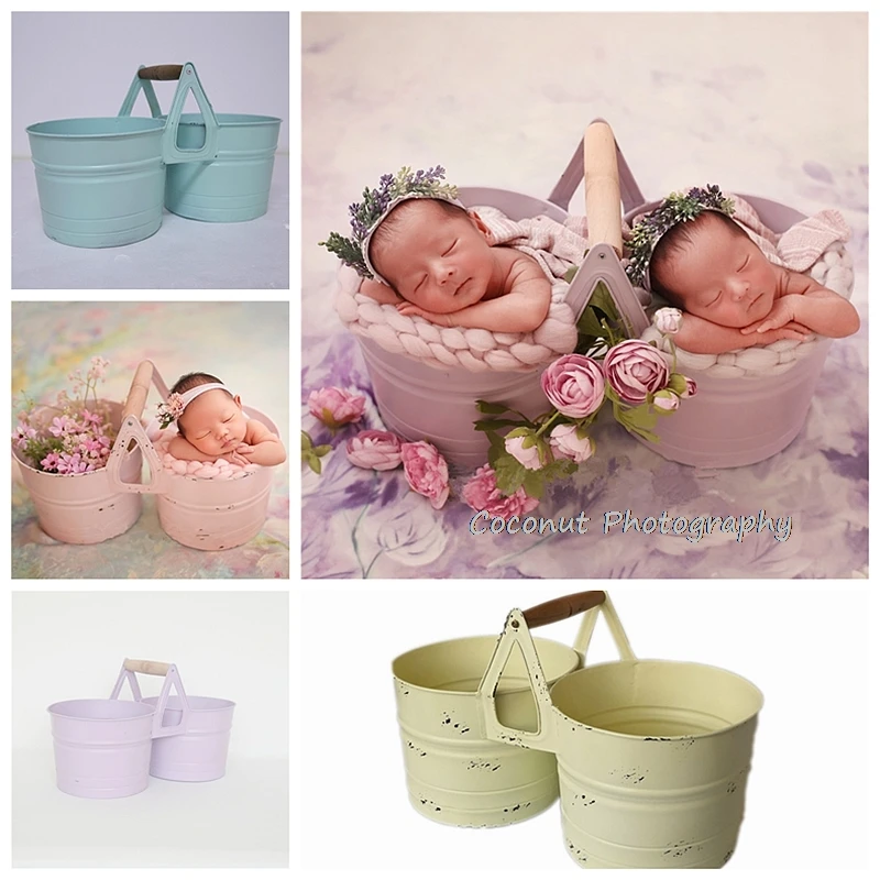 coconut-newborn-baby-photo-props-baby-photo-theme-props-twin-baby-photo-bucket-retro-old