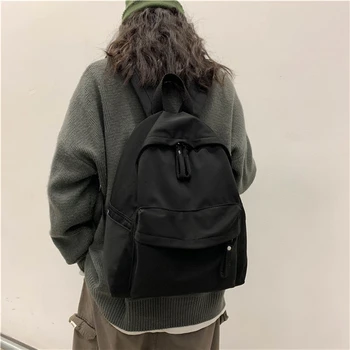 

Women Canvas Backpack Solid Color Fashion New Rucksack Anti-Theft School Bag Teenage Girls School Backpack Simple For Female