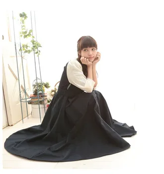 

2020 new mori girl turn down collar three quatre sleeve knee length one piece dress women clothes