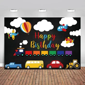 

Boys Transport CANDY TABLE Backdrop Air Balloon Boys Birthday Backdrop Trucks Airplane Construction Backdrop Digger Party