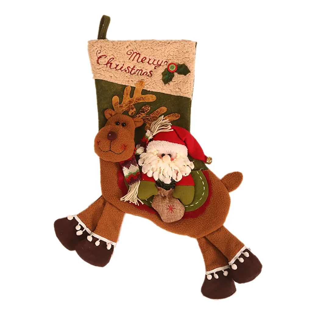 Зеленый New Year Candy Bags Gift Sock Christmas Stockings Decorations Hang Fashionable Stockings Christmas Tree Lovely Ornaments 19Oct14 - Цвет: Зеленый