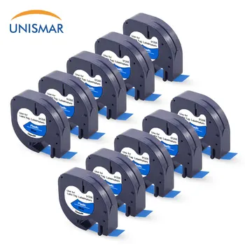 

Unismar 10PK 91335 91205 Black on Blue Printer Ribbon Replace DYMO 91225 LT Plastic Label Tape 12mm for Letratag Label Printer