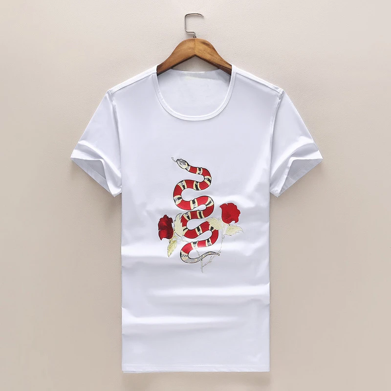 Men 19ss New High Red Snake Rose T Shirts kanye T Shirt Hip Hop Skateboard  Street Cotton T Shirts Tee Top S XXXL Plug #F67|T-Shirts| - AliExpress