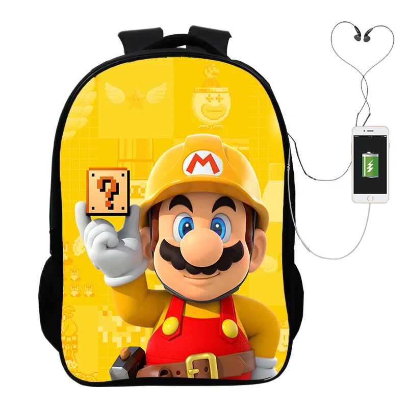 photo colour Популярная игра “Марио” Многофункциональный USB зарядный рюкзак для детей, для мальчиков, детей, подростков, мужские Школьные сумки дорожные сумки для ноутбуков - Цвет: photo colour