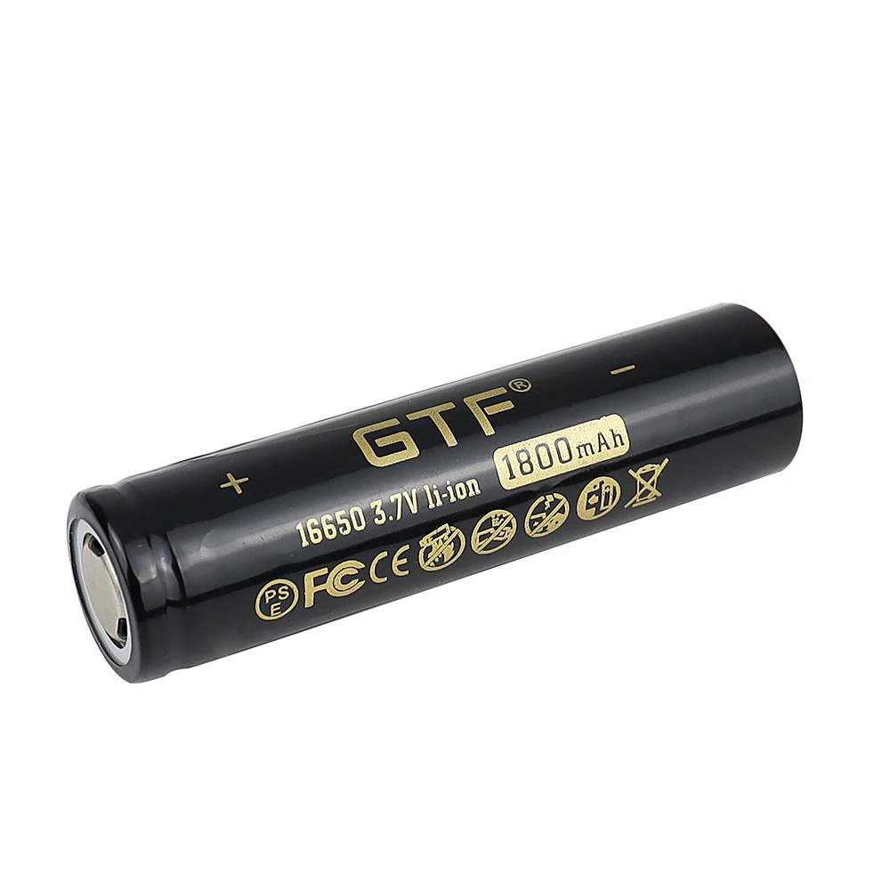1800mAh 3.7V 16650 Lithium ion Rechargeable Battery for led flashlight digital device