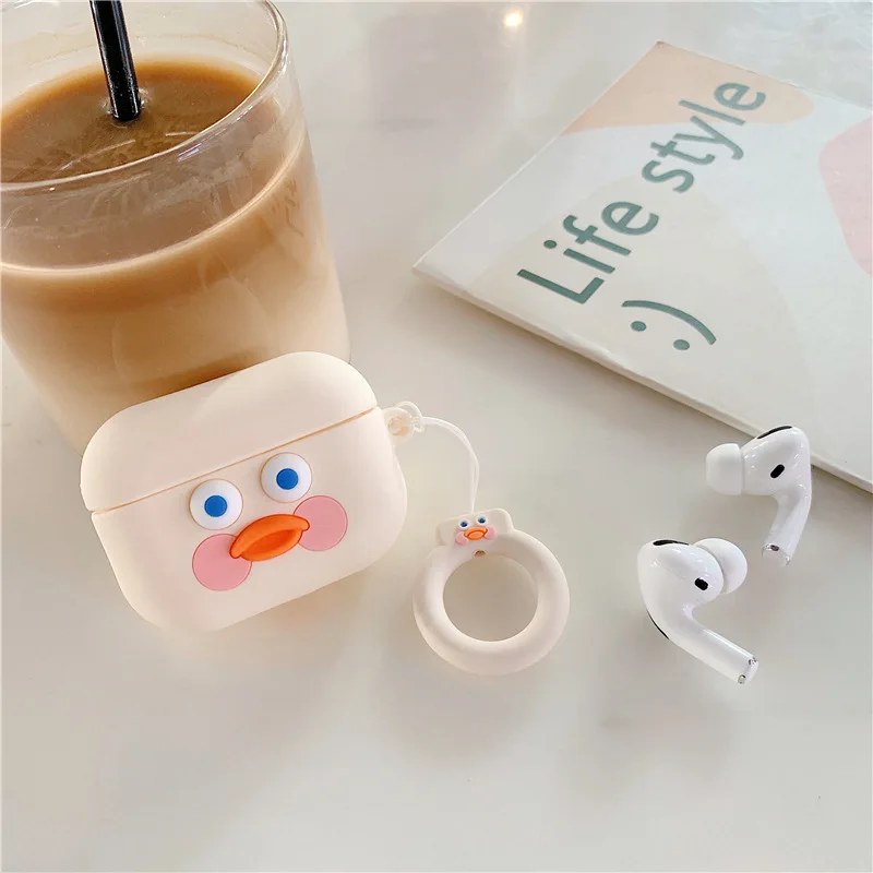 3D мультфильм Милая желтая утка для Apple AirPods силиконовый чехол AirPods 3 поколения защита Bluetooth AirPods3 аксессуары чехол