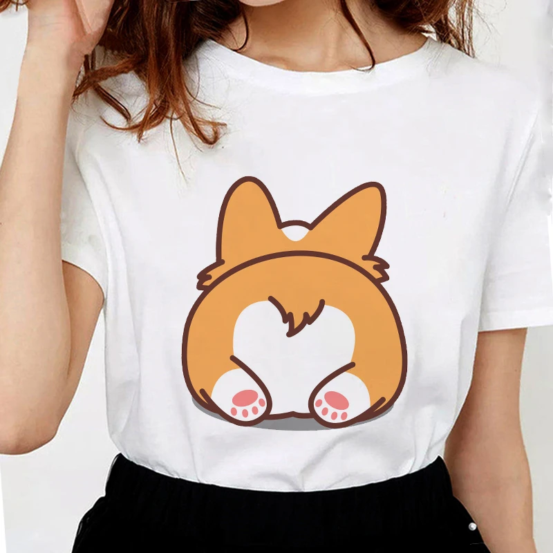 Luロスバットおかしいコーギーtシャツプリント女性tシャツシャツかわいいトップスグラフィックtシャツ女性ホワイトtシャツ人気 T Shirts Aliexpress
