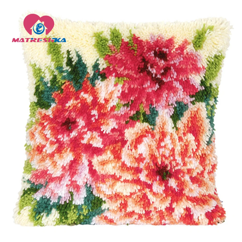 latch hook pillow carpet embroidery do it yourself cross stitch pillow Flowers Foamiran for crafts diy rugs home decoration