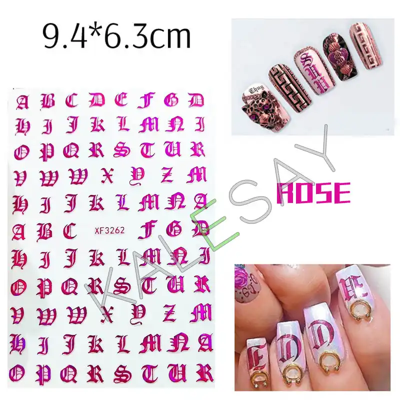 白黒ゴールドシルバーギリシャ文字 3d爪爪のためのマニキュアデザインローズゴールドネイルアートステッカー装飾ステッカー Stickers Decals Aliexpress