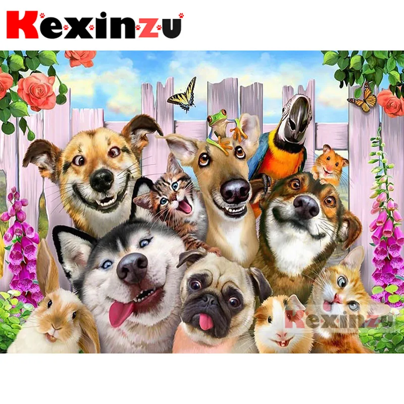 kexinzu Full 5D DIY Square/Round Diamond Painting&quotDog home&quot3D Embroidery Cross Stitch Mosaic diamondpainting Gift X08464 | Дом и сад