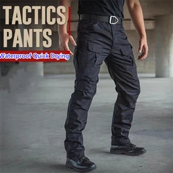 Pantalones tácticos ajustados de camuflaje para hombre, pantalones de carga impermeables resistentes al desgaste, pantalones de entrenamiento militar del ejército, pantalones de combate