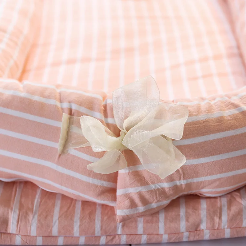 Полосатая портативная складная детская кроватка для новорожденных бионическая маточная кровать для путешествий детская кроватка с одеялом