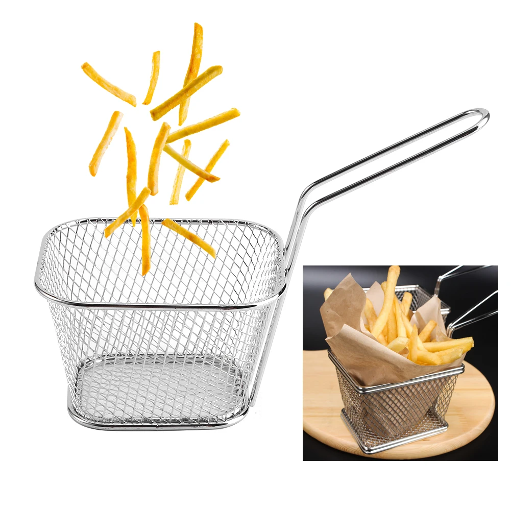 8PCS Mini Fry Basket Stainless Steel French Deep Fryers Basket Net Mesh Fries Chip Kitchen Tool