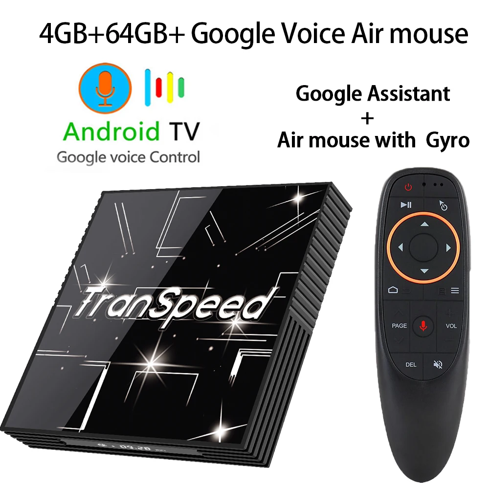 Android 9,0 ТВ приставка 3D 4K Youtube Netflix 4G 64G Google голосовой помощник Ultra HD tv Wifi Bluetooth Play Store быстрая приставка - Цвет: 4G 64G  vioce remote