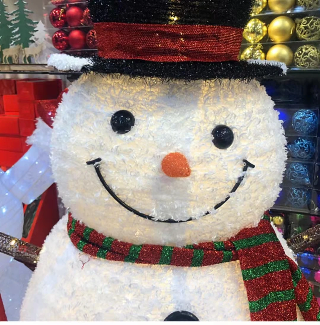 Decoraciones navideñas de muñeco de nieve LED de hierro forjado, muñeco de nieve hueco grande, accesorios para centros comerciales, decoración de escena navideña #50 - AliExpress Hogar y