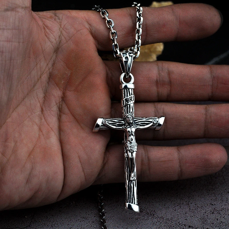 Colgante de cristiano de plata de ley 100% 925 auténtica para hombres, joyería de moda, colgante de cruz de Jesús, SIN Cadena, joyería|Colgantes| - AliExpress