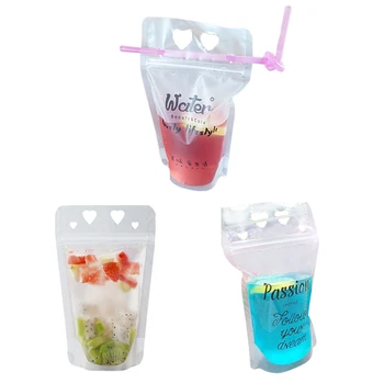 

100Pcs 500Ml Frosted Transparent Stand-Up Beverage Coffee Packaging Bag Resealable Zipper Lock Grain Candy Bakery Food Bag
