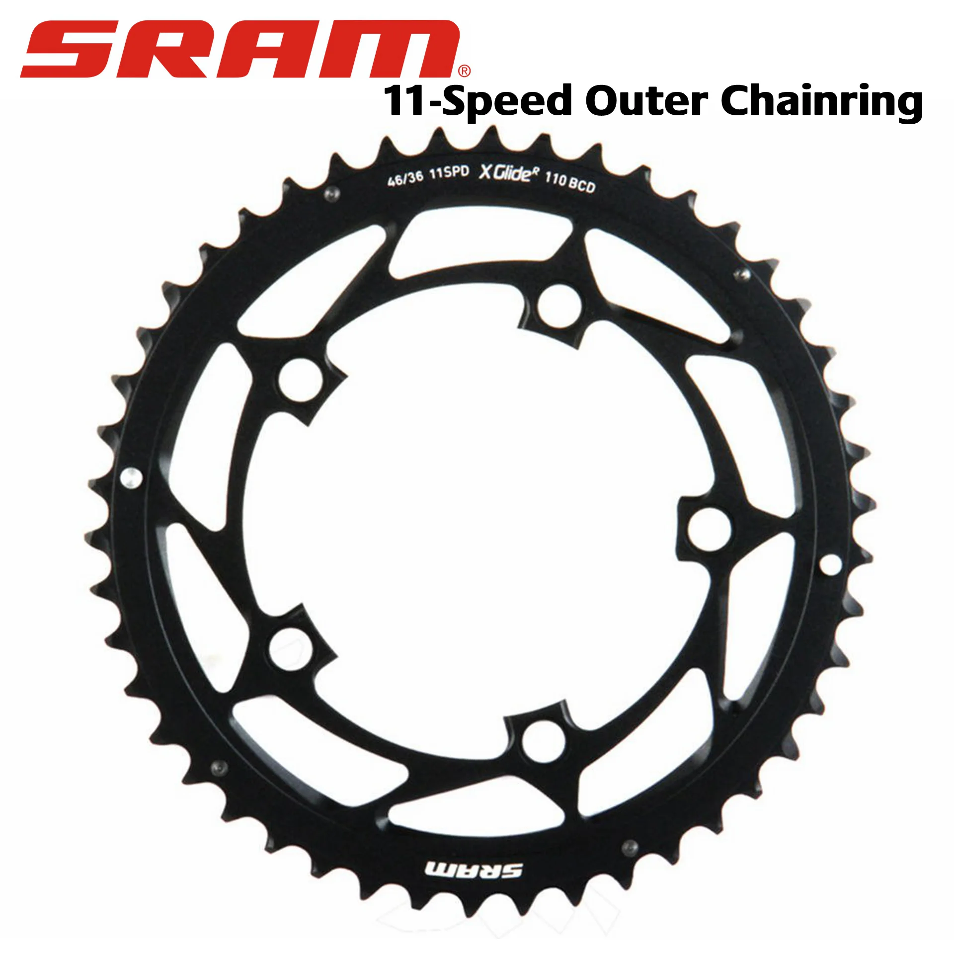 

SRAM 11-Speed 11s Outer Chainring BCD110 46T - Black (Offset N/A), 11.6218.010.002