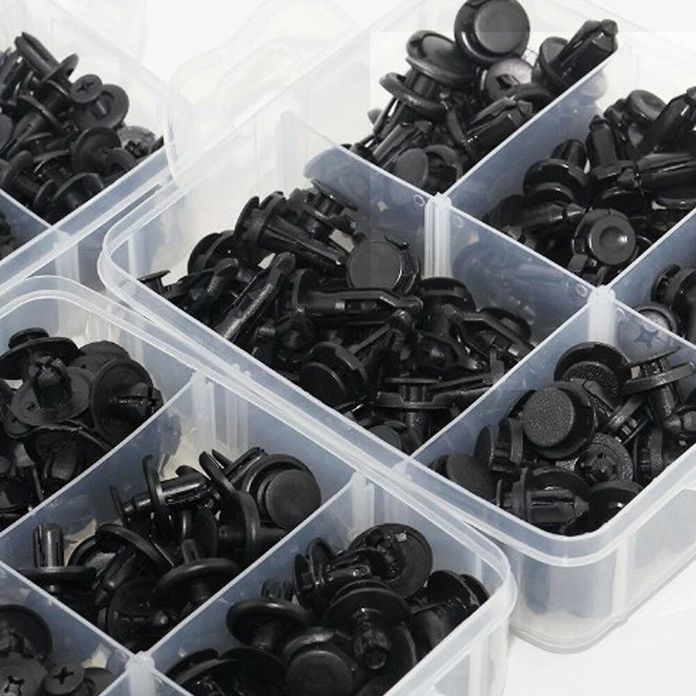 620 шт./компл. черный Пластик крепежные скобы с Пластик коробка Универсальный Автомобильный зажим сторона юбки бампера обивки двери кнопочный переключатель