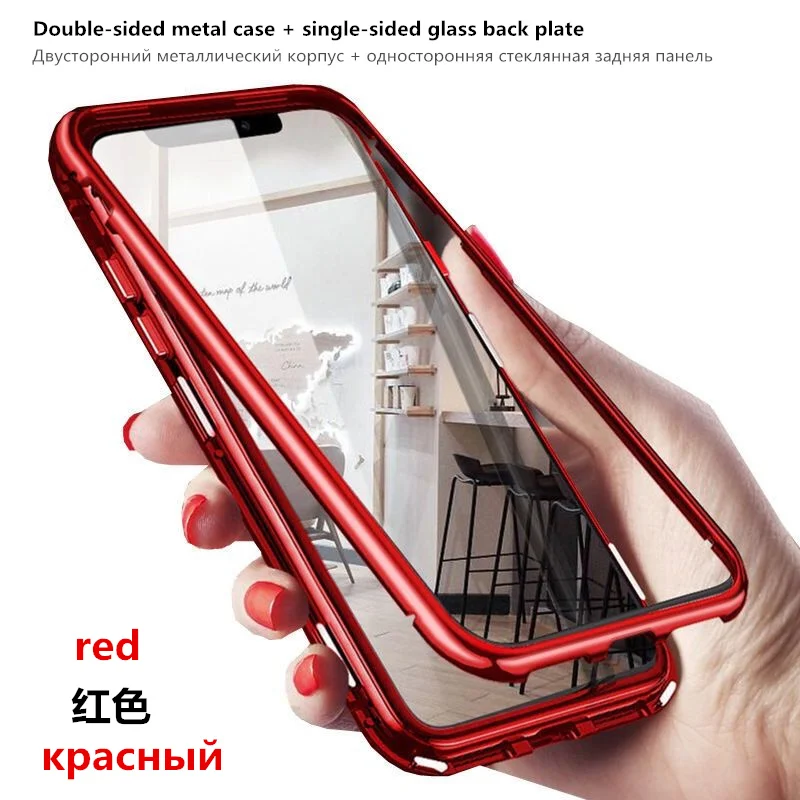 Huawei p smart чехол Магнитная Адсорбция металлический чехол для huawei Y9/Y5 Y6/Y7 Pro Y6/Y7 Prime Maimang 7 Nova для детей 2, 3, 4, 5i - Цвет: red csee