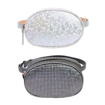 

Laser Oval Chest Pack Women Belt Crossbody Fanny Bag PU Shoulder Waist Bags