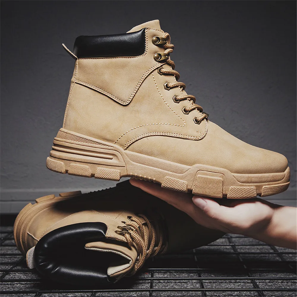 

Fashion Warm Winter Men Boots Leather Ankle Boots Men Winter Work Shoes Men Military Leather Snow Boots For Men Botas