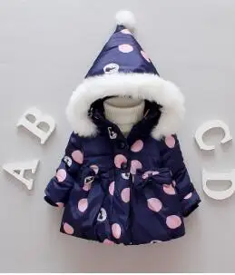 Зимние куртки для малышей Верхняя одежда для маленьких девочек теплая одежда с капюшоном из искусственного меха для маленьких девочек одежда для маленьких девочек - Цвет: Blue