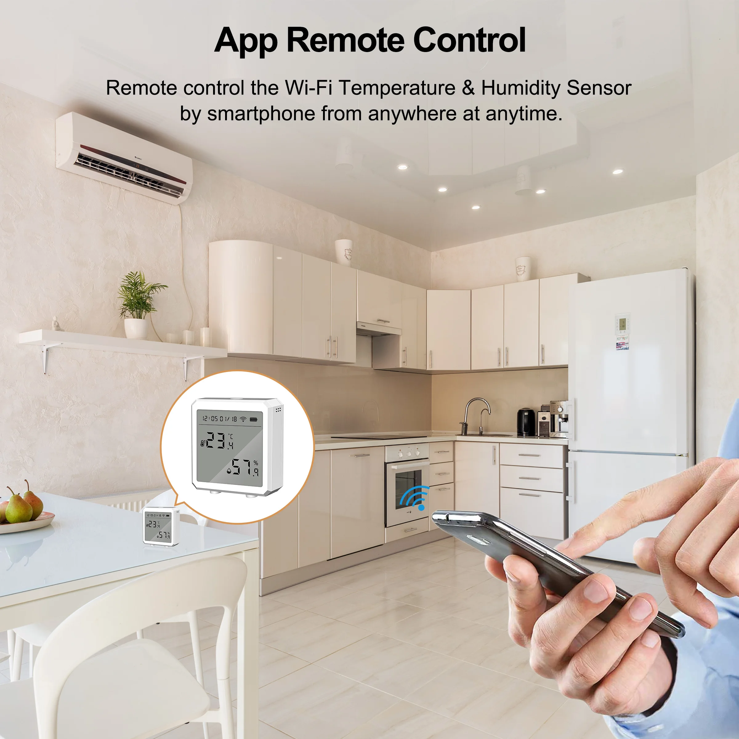 Tuya Wifi Smart Temperature and Humidity Sensor with LCD Screen