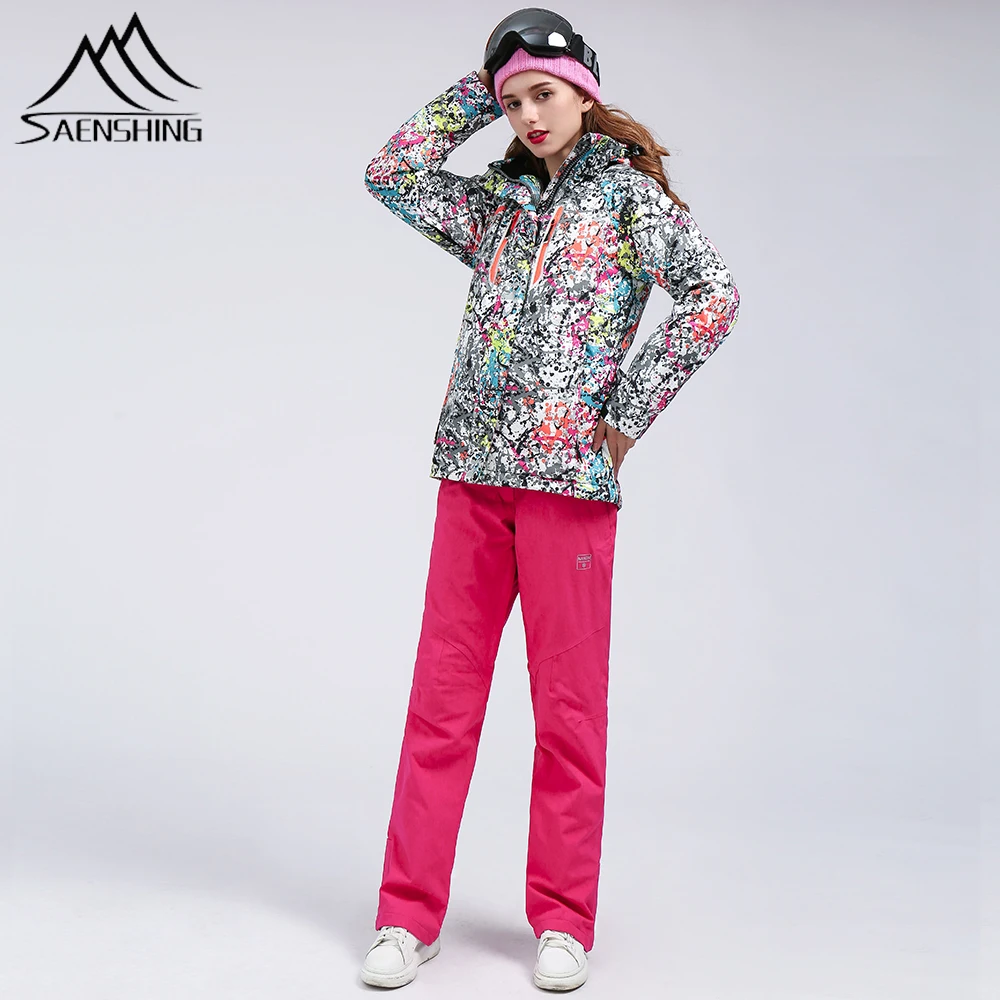 SAENSHING лыжный костюм комплект для женщин лыжная куртка+ брюки для девочек зимняя теплая утолщенная зимняя спортивная одежда водонепроницаемый дышащий сноуборд наборы