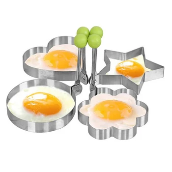 

Creative Four Shapes Stainless Steel Fried Egg Maker Pancake Mold Home DIY Breakfast Egg Sandwich Kitchen Baking Utensil Tools