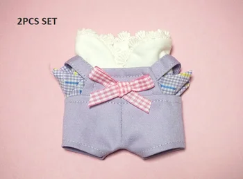 

[MYKPOP]KPOP Doll's Clothes and Accessories:Thirt + Overall 2pcs Set for 20cm Dolls SA19111207