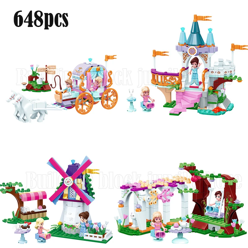 

2020 Princess/Prince Series Enchanted Castle Palace Models Building Blocks Royal Carriage Model Compatible Girl Toys Gifts