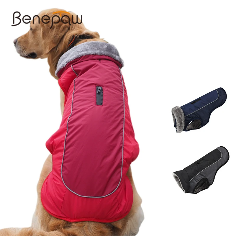 Benepaw Warm Fleece Lined Dog Jacket Reflective Quality Small Medium Big Dog Winter Clothes Autumn Waterproof Pet Clothing