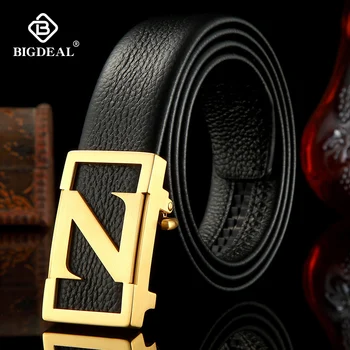 

Z Automatic Buckle Men Belts Male Genuine Leather Strap Belts for Men Top Quality Belt Stainless Steel Buckle Business Jeans