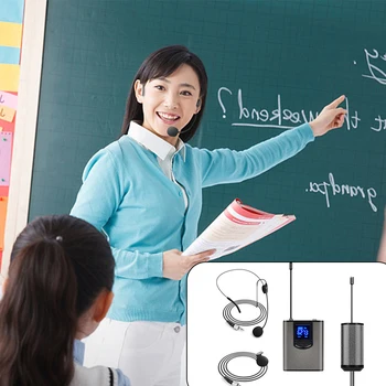 

Besegad Wireless Headset Lavalier Microphone Mic for Performances Classroom Teaching Lectures Interviews Audio Recordings