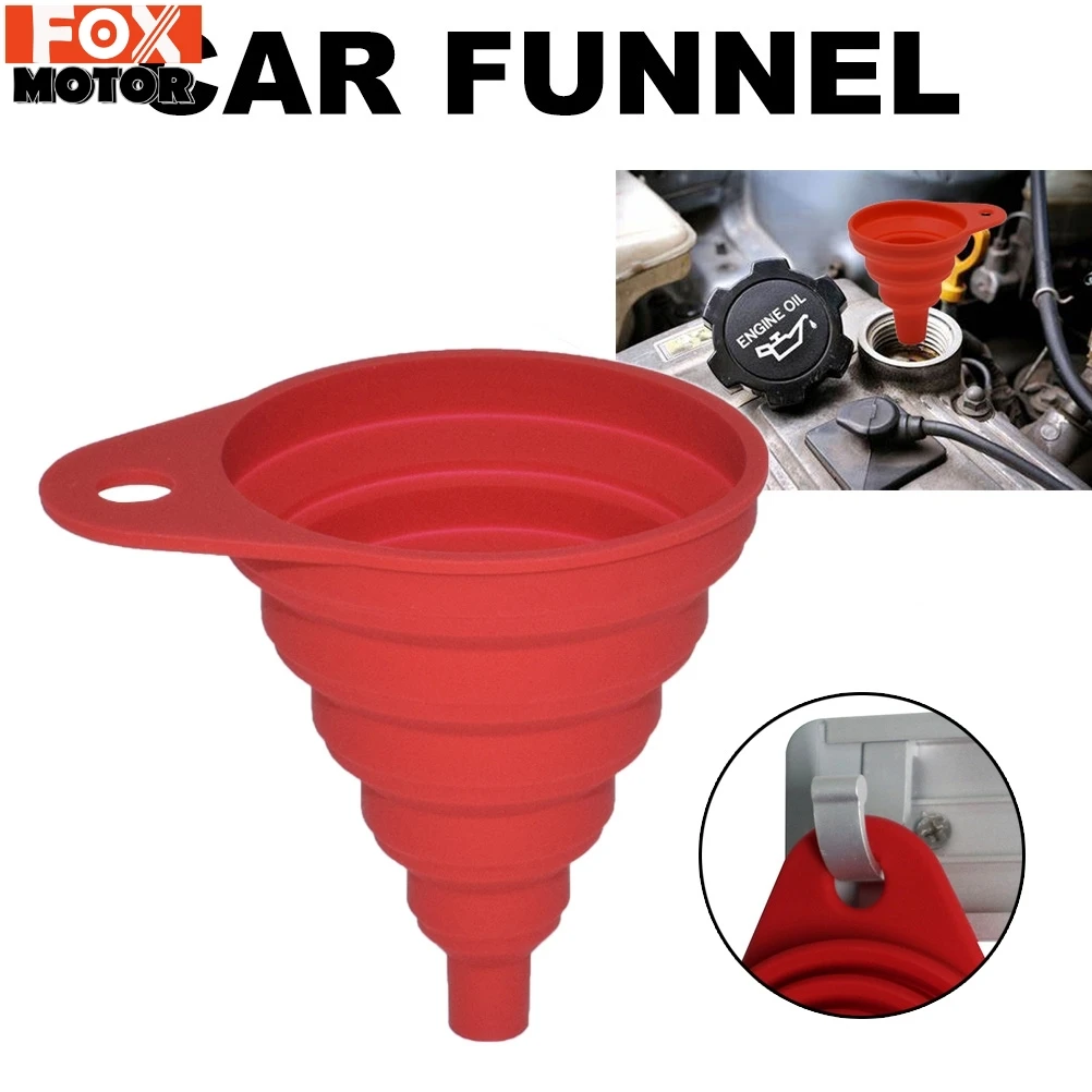 Car Fuel Funnel Universal Collapsible Silicone Funnel Gasoline Oil Fuel Petrol Diesel Water Liquid Supply Fill Moto Car Boat RV Van Home DIY