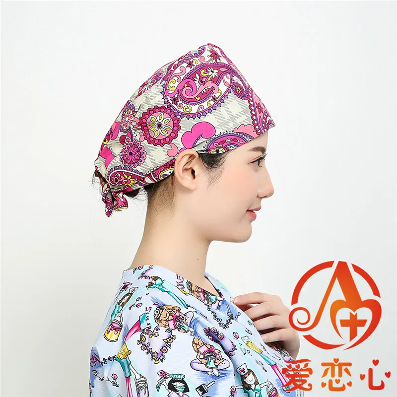 Ailianxin Factory direct sale-surgical caps,high quality facric froggie pattern medical caps with sweatband