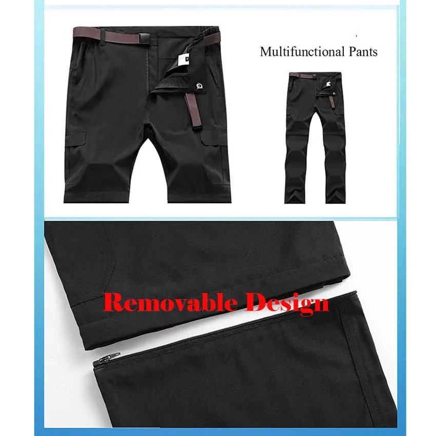 NUONEKO Mens Quick Dry Hiking Pants Outdoor Removable Summer UV Protection Breathable Camping Trekking Fishing Trousers PN51 hiking pants