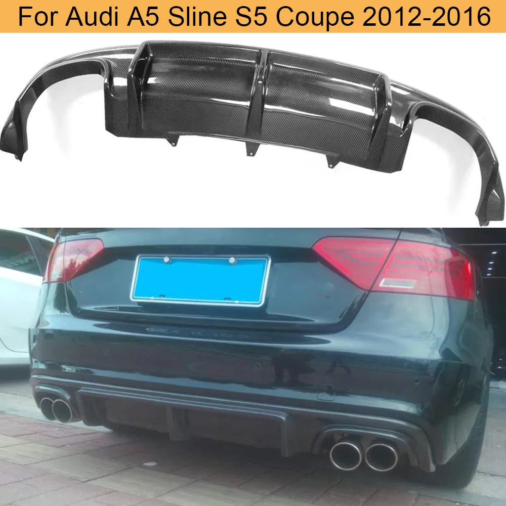 Для Audi A5 Sline S5 купе 2012 2016 Углеволокно диффузор заднего бампера спойлер фартук