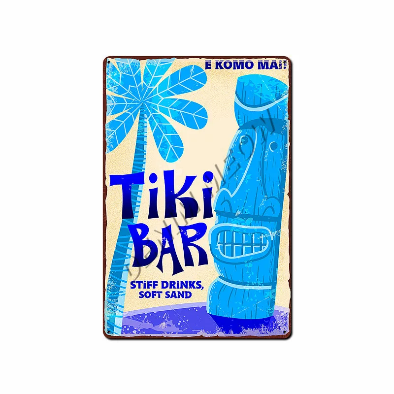 Потертый шик Tiki Bar Florida пляжные винтажные металлические знаки летний лагерь California Surfing райские наклейки на стену домашний декор WY92 - Цвет: 23